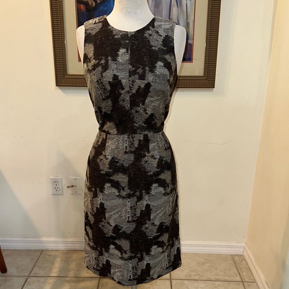 Banana Republic Brown/Light Gray Abstract Wool Dress Size 8